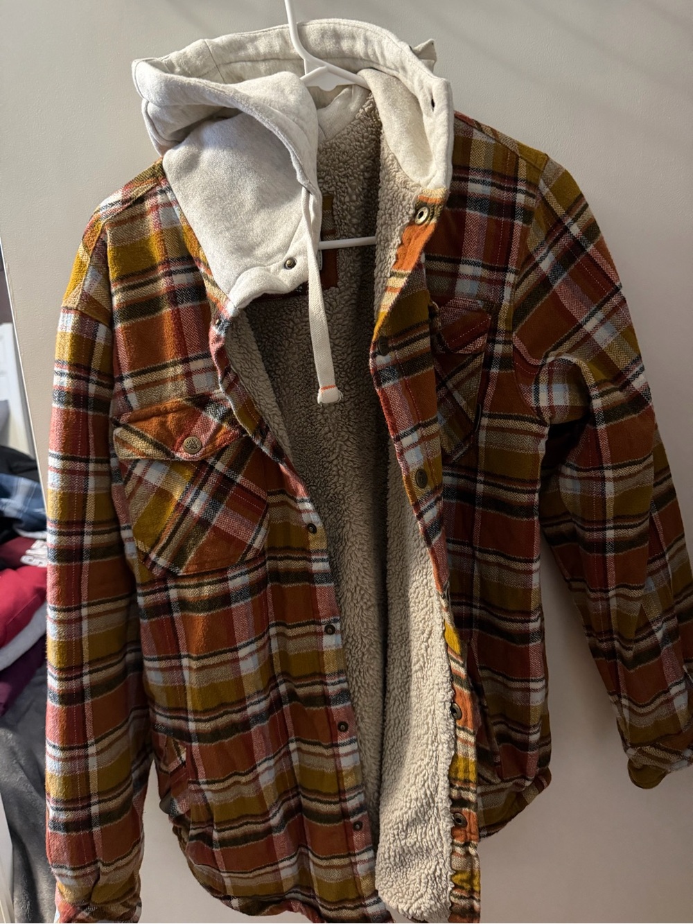 Legendary Whitetails Rust and Yellow Plaid Sherpa-Lined Hooded Jacket